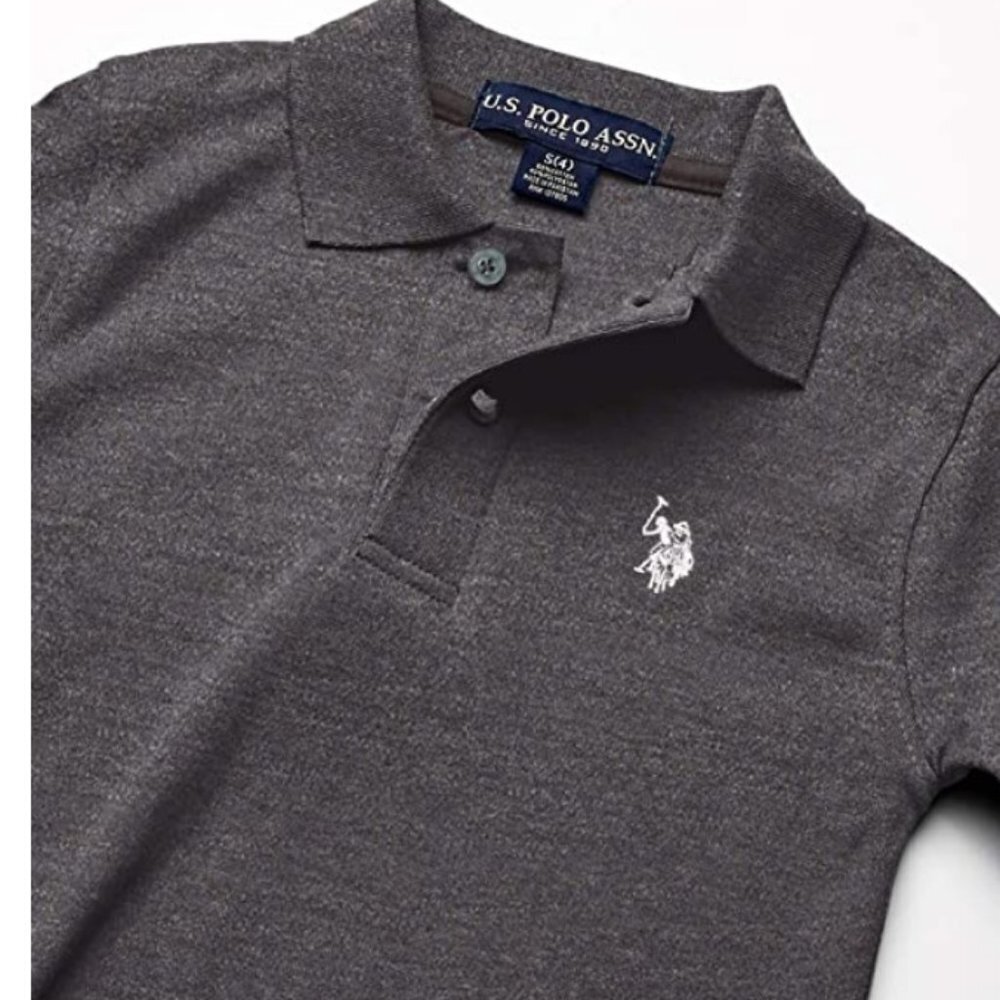 U.S. Polo Assn Boys Gray Polo Shirt NWT Short Sleeve Youth